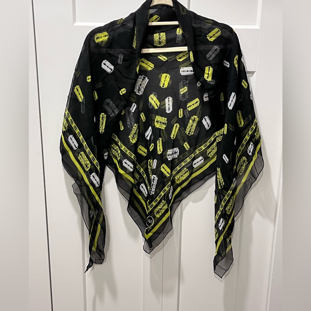 MCQ by ALEXANDER MCQUEEN LOVED RARE AUTHENTIC SILK BLACK/YELLOW RAZOR